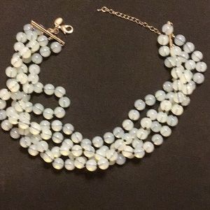 Light blue beads, EUC, silver HANDKNOTTED, 18”,heavyweight large necklace